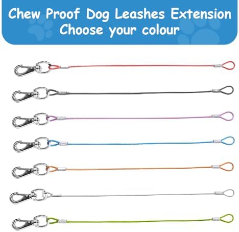 Chew Proof Dual Dog Leashes, 2Pack Extension Metal Cable Lead, No Tangle, Heavy Duty Dog Leash Extender for Collar & Harness (Black+Green, 20in/50cm) - Image 6