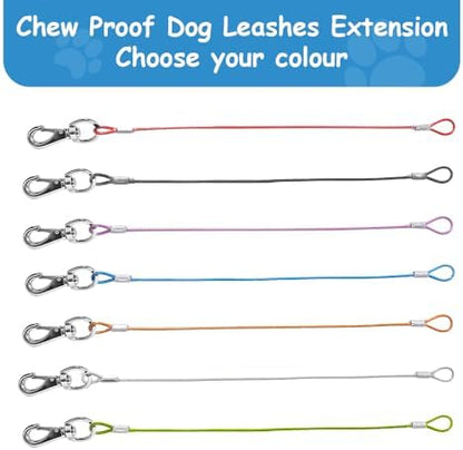 Chew Proof Dual Dog Leashes, 2Pack Extension Metal Cable Lead, No Tangle, Heavy Duty Dog Leash Extender for Collar & Harness (Black+Green, 20in/50cm) - Image 6