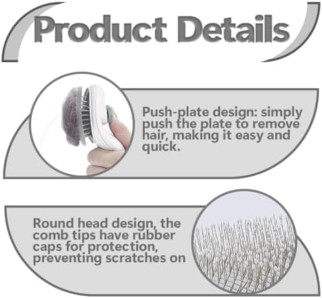 Cat Brush for Shedding & Grooming, Self-Cleaning Cat Slicker Brush with Push Button | Gentle Deshedding & Dematting Tool for Short & Long Hair Cats and Dogs | Massaging Pet Hair Remover for Loose Fur - Image 4
