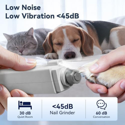 2-in-1 Quiet Electric Pet Nail Clipper & Grinder with Light for Dogs Cats (Gray) - Image 4