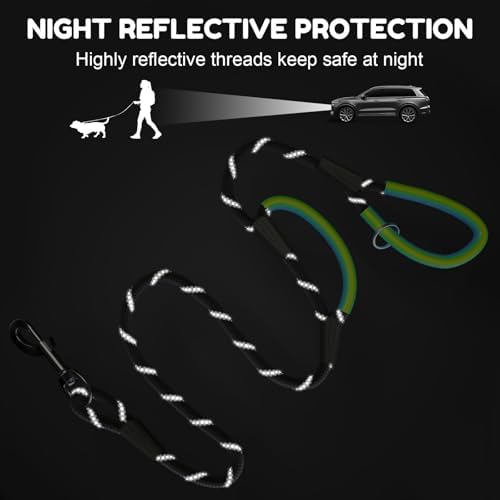 Dog Leash Heavy Duty 4/5/6ft XiaZ 2 Handles Dog Leashes for Medium Large Dogs 1/2 Inch 1000lb Strength Reflective PVC Waterproof-Handles Metal Hook Dual-Handle Rope Leash Nighttime Safety - Image 5