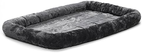 MidWest Homes for Pets QuietTime Dog Bed - Gray Faux Fur Bolster, Ultra-Soft and Machine Washable, Fits 48-Inch Crates and Carriers, for Extra-Large Breed Dogs by MidWestHomesForPets