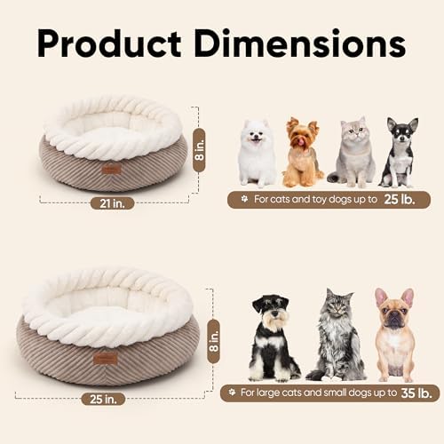 FUKUMARU Cute Cat Bed, 25in Large Round Cat Beds for Indoor Cats, Washable - Image 6