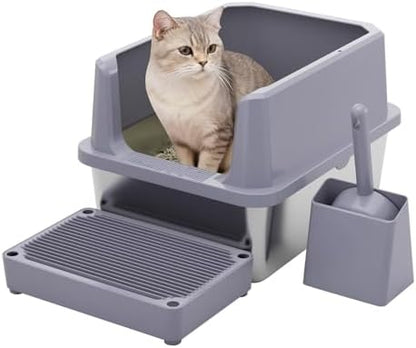 RIZZARI Cat Litter Box Non-Porous: Open High Sides for Indoor Cats by RIZZARI