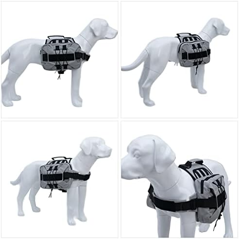 Lovelonglong Medium Large Dog Backpack, Outdoor Hound Saddle Bag with Side Pockets, Adjustable Tactical Pack for Hiking Travel Camping Training Gray L - Image 6