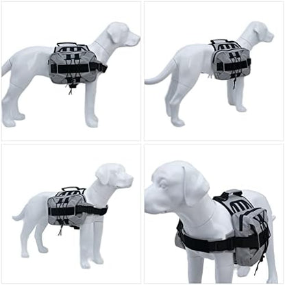 Lovelonglong Medium Large Dog Backpack, Outdoor Hound Saddle Bag with Side Pockets, Adjustable Tactical Pack for Hiking Travel Camping Training Gray L - Image 6
