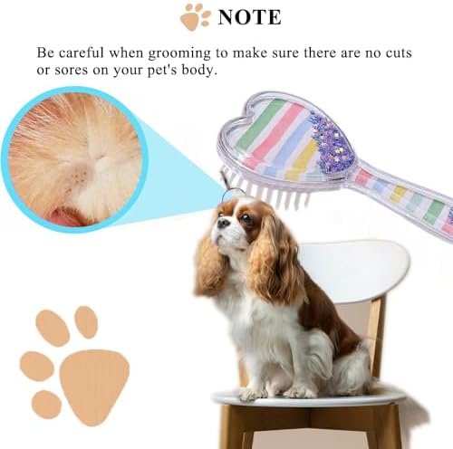 Small Soft Dog Grooming Brush, Pet Massage Hair Brush (Rainbow) - Image 6