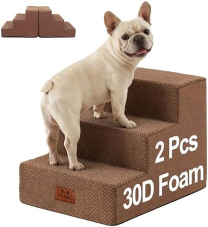 Dog Stairs for Small Dogs, 3-Step Pet Stairs for Couch, 2-Pack 13.6" by PTHMKJ