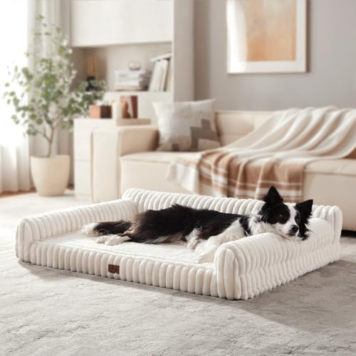 Orthopedic Dog Bed Large 35x25x9.5” Washable Cover Cream by WARMREST