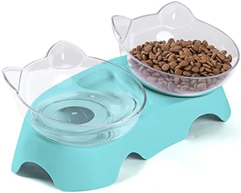 MILIFUN Cat Bowls, Cat Food Bowls Elevated Tilted, Anti Vomiting Kitty Bowl for Puppy and Bunny, Orthopedic Bowl for Indoor.(Blue) by Milifunpets