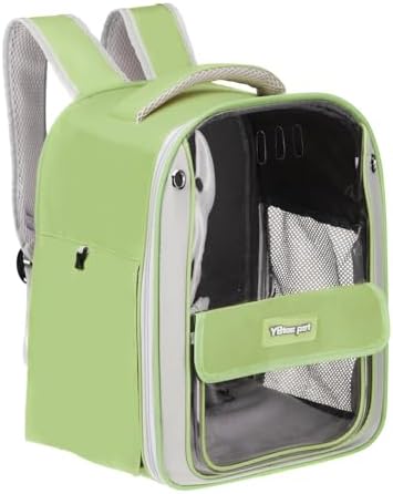 Pet Backpack Carrier, Portable and Ventilated, Oxford Cloth, Dogs Cats and Small Animals Travel Bag 13", (Green, 1 Pcs), Intended for Hiking/Camping/Traveling by Unknown