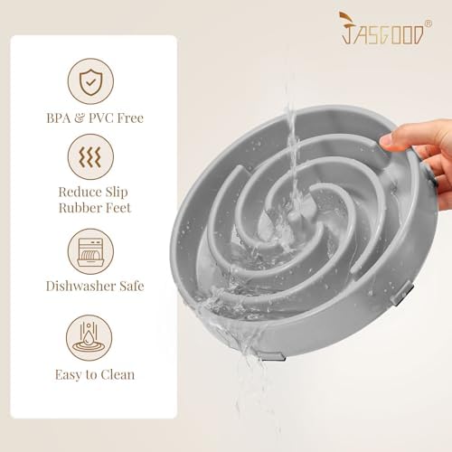 JASGOOD Slow Feeder Dog Bowl - Anti-Gulping, Prevents Bloat & Choking, Healthy Design for Large & Medium Dogs - Image 5
