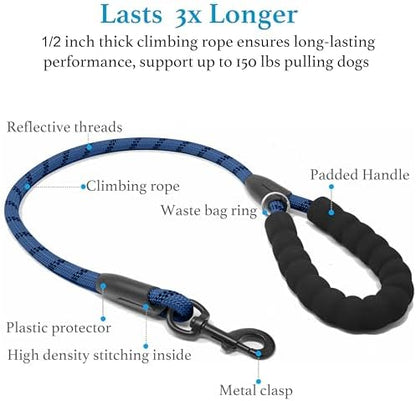 iYoShop Double Dog Leash, 360° Swivel, No Tangle, Large, True Navy - Image 3