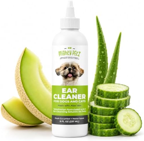 Mighty Petz Dog Ear Cleaner – Pet Ear Wash to Support Itchy, Infection Prone Ears, Yeast and Wax. Advanced & Gentle Otic Cleaning Solution. Ear Drops for Dogs and Cats - 8 oz by MightyPetz