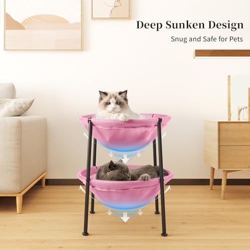 JUNSPOW Double Cat Bed Pink, Breathable for 2 Cats, 22.8in x18.7in x 18.7in - Image 4