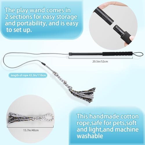 Flirt Pole for Small Medium Dogs,Interactive Chase and Tug of War Outdoor Dog Toys,Heavy Duty Dog Teaser Wand Chase Toys with Rope,Durable Flirt Stick Pole for Dogs Outside Agility Exercise & Training - Image 4