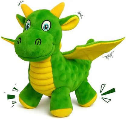 Squeaky Dog Toy - Plush Dragon with 5 Squeakers and Crinkle Wings by Unknown