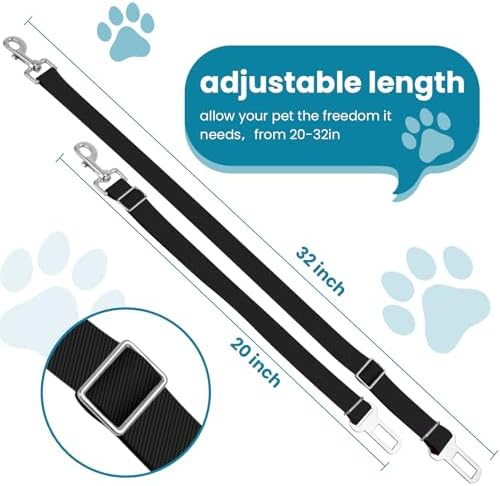 Adjustable pet cat and Dog car seat Belt，The Lanyard is Flexible and Adjustable from 20 to 33 inches (Black + Pink) - Image 2