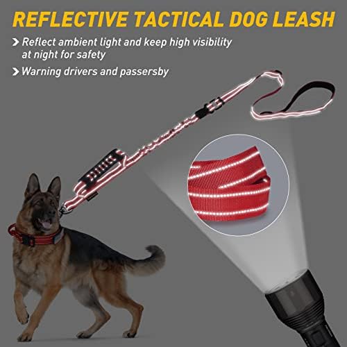 AUBELL Tactical Dog Leash Heavy Duty,4-6ft No Pull Bungee Leash,Red - Image 3