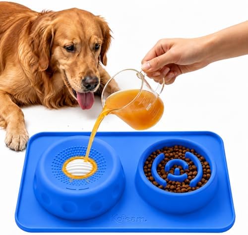 2 in 1 Silicone Slow Feeder Dog Bowl & Lick Bowl,Pet Feeding Bowl by koieam