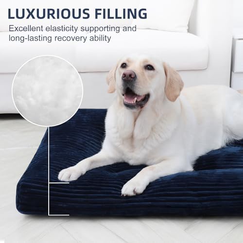 KSIIA Washable Dog Crate Bed Kennel Mat for Large Dogs, 35 x 23 Inch, Blue - Image 3