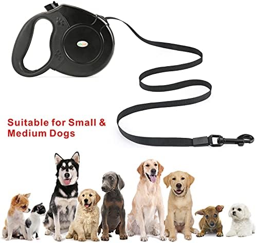 Idepet Heavy Duty Retractable Dog Leash for Small and Medium Dogs, Anti-Chewing Steel Chain 360 Degree Tangle-Free,Break and Lock System,16ft Leash for Dog Walking (Black, Flat Rope) - Image 7