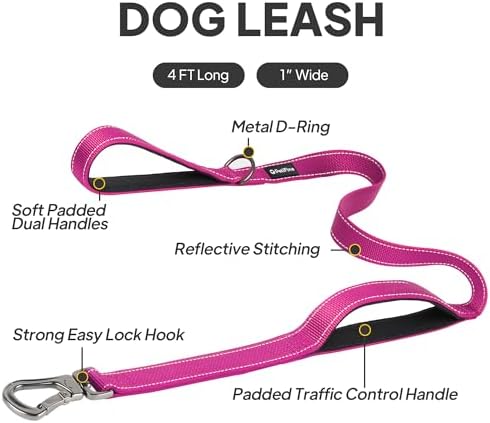 PetiFine 4FT Heavy Duty Dog Leash with Soft Padded Double Handle - Image 2