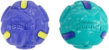 Outward Hound FlyFetch Rubber Fetch Ballz Dog Toy, Bounces & Floats, Launcher Compatible, 2.6", 2-Pack by OutwardHound