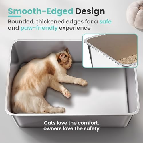 Stainless Steel Cat Litter Box, 17.7"x13.8"x6", Large - Image 4