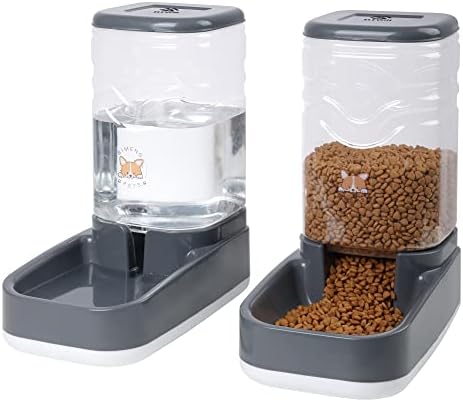 Elevon Automatic Cat Feeder, Gravity Food and Water Dispenser Bowl Set for Small Medium Dogs Animals, Pet Feeder Dispenser Storage Food, 3.8L Large Capacity, Gray by ELEVON