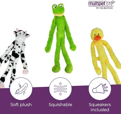 Multipet Swingin' Slevin Frog Dog Plush Toy - Squeaky Toys for All Dogs - Extra Soft Plush - Stuffed Animal for Cuddling & Playing - Cute Dog Pet Toy (27”, Green, 5 Squeakers) - Image 3