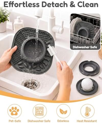 Dog Lick Bowl and Lick Mat with Rolling Ball & Slow Feeder, Spatula, Brush - Image 6