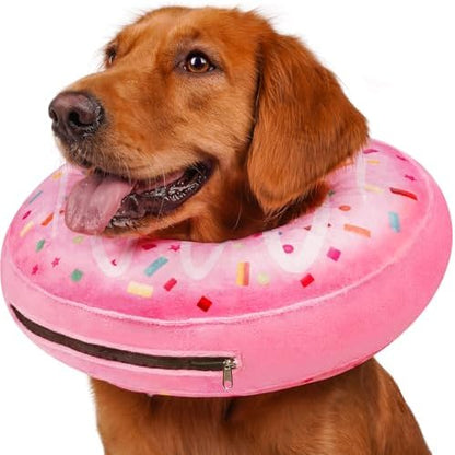 Inflatable Dog Pillow Cone Collar After Surgery, Donut Soft Neck Cone for Golden Retriever & German Shepherd Extra Large Dogs, etc, Recovery E Collar to Stop Licking Pink by Didopet