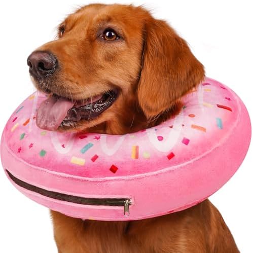 Inflatable Dog Pillow Cone Collar After Surgery, Donut Soft Neck Cone for Golden Retriever & German Shepherd Extra Large Dogs, etc, Recovery E Collar to Stop Licking Pink by Didopet