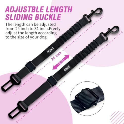 COOYOO Dog Seat Belt, Durability Retractable Dog Car Harness Adjustable Dog Seat Belt for Vehicle Nylon Pet Safety Seat Belts Heavy Duty & Elastic - Image 4