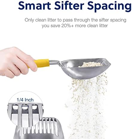 WePet Cat Litter Scoop, Aluminum Alloy Sifter, Kitty Metal Scooper, Deep Shovel, Long Handle, Poop Sifting, Kitten Pooper Lifter, Durable, Heavy Duty, for Litter Box - Image 4