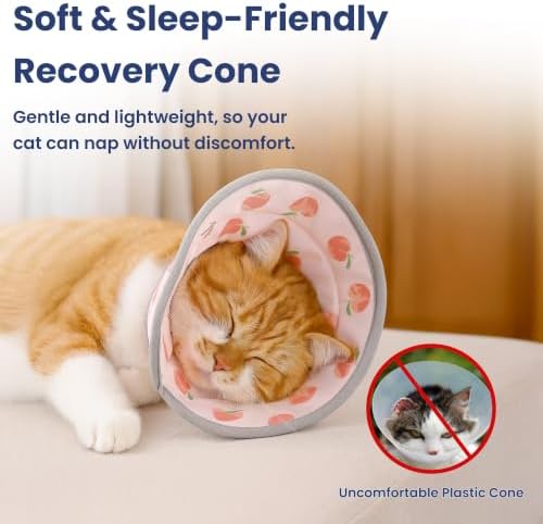 PawsPik Adjustable Soft Recovery Cone for Dogs & Cats, Small, Peach - Image 2