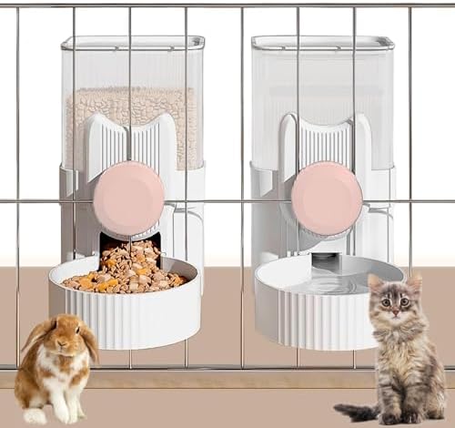 kathson Rabbit Feeder for Cage,Bunny Water Bottle,Pet Food Dispenser,Pink by kathson