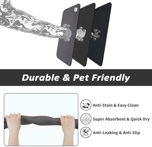 HotLive Dog Food Mat - Absorbent Cat Mat for Food and Water, No Stains Pet Feeding Bowl Mat, Easy to Clean Pet Placemats, Quick Dry Dog Water Dispenser Mat for Messy Drinkers | Paw Dark Grey 16"x 24" - Image 6