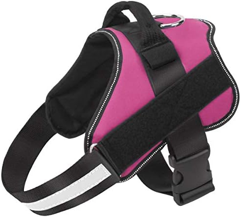 Dog Harness, No-Pull Reflective Dog Vest, Breathable Adjustable Pet Harness with Handle for Outdoor Walking - No More Pulling, Tugging or Choking (Rose red, S) by Bolux