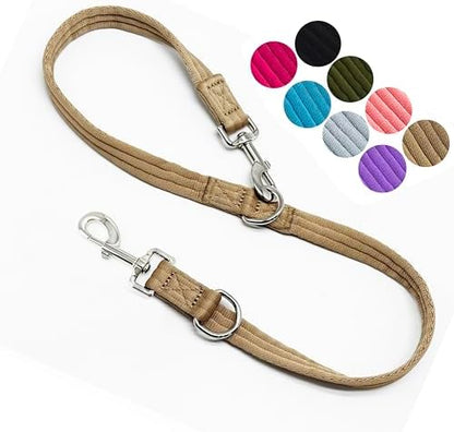 Double Ended Dog Leash,for Obedience Training Easy to Use,Lightweight,Soft for Large and Medium Dogs (Light Military Tan, 1M*2.5CM) by MoTaity