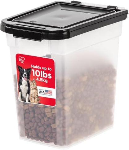 IRIS USA Dog Food Storage Container, Up to 10 lbs, Clear/Black, Made in USA by IRISUSA