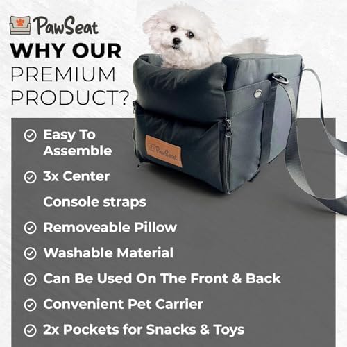 Center Console Dog Car Seat for Small Dogs and Puppies 5-13Lbs, Ideal Armrest Booster Car Travel Seat with Safety Protection Seat Belts, Storage Pockets - Reduces Anxiety (Black) - Image 5