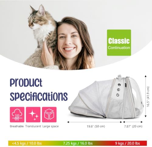 Dual Expandable Cat Backpack Carrier, Fit up to 20 lbs, Expandable Pet Carrier Backpack for Large Fat Cat and Small Puppy - Image 2