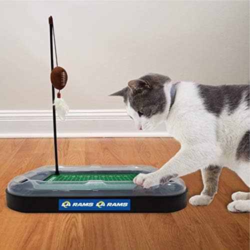 Pets First Cat Ball Track Toy Los Angeles RAMS Football Field CAT Scratcher Toy with Catnip Filled Plush Football Toy&Feather Cat Toy Hanging, Jingle Bell Interactive Ball Cat Chasing 5-in-1 Kitty Toy - Image 2