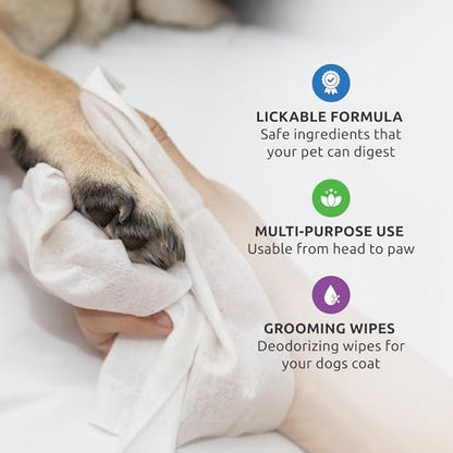 Protex PawZ SaniPaw Odor Eliminating Dog Paw Wipes (60 Wipes) Cleansing Dog Grooming Wipes, Simple & Safe Lickable Ingredients - Paw Cleaner for Dogs, Pet Wipes - Image 2