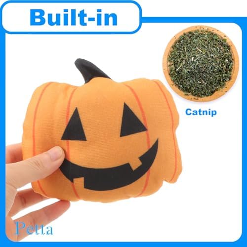 Halloween Cat Toys, Pumpkin Ghost Skeleton Catnip Toys for Cats Dogs Indoor, 3Pcs - Image 3