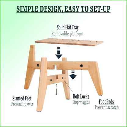 Dog Water and Food Dispenser Stand for Large Dogs - Adjustable, Bamboo - Image 7