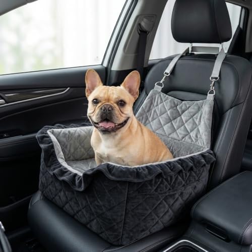 Dog Car Seat Booster Bed for Small Dogs Up to 25lbs - Black by bilypaws