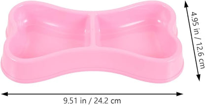 Garneck Pink Plastic Double Dog Bowls for Small Dogs - Durable Puppy Feeder with Water Bowl - for Meals and Hydration Ideal Small Animal Dish Pet Owners
